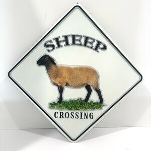 NWT Red Shed Metal Sheep Crossing Embossed Sign Farm House Decor 12x12 Rustic